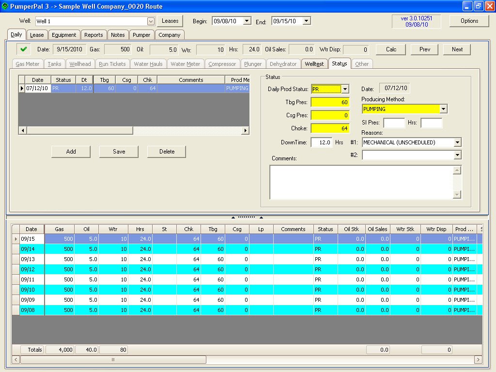 Status Tab