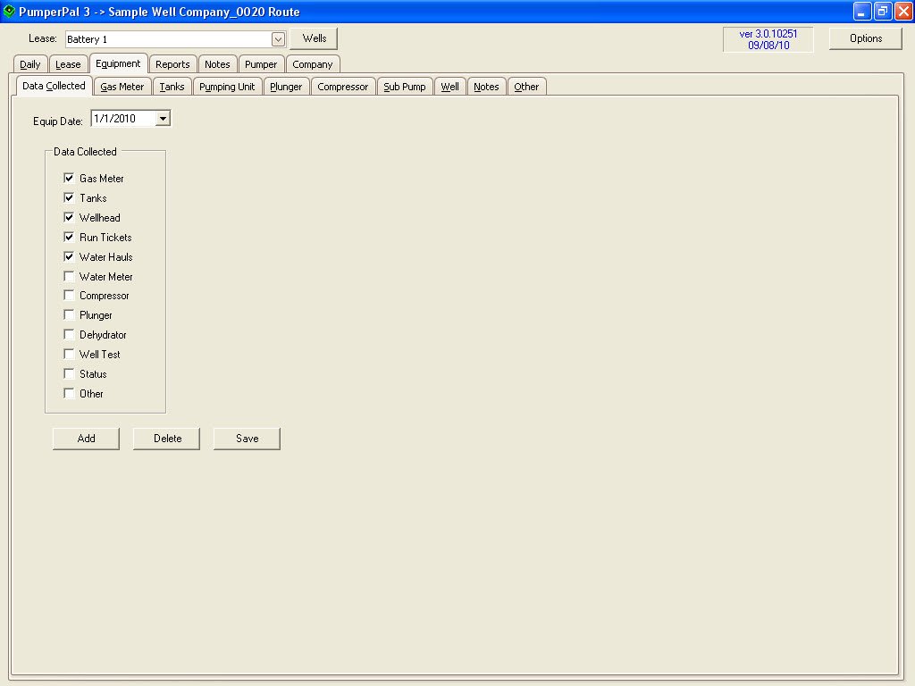 Data Collected Tab